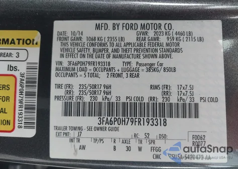 2015 Ford Fusion Se z USA, uszkodzony, nr VIN 3FA6P0H79FR193318